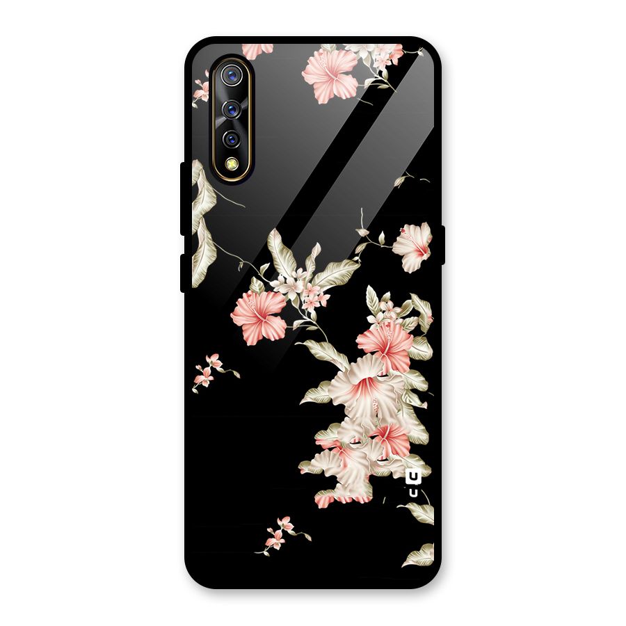 Black Floral Glass Back Case for Vivo S1