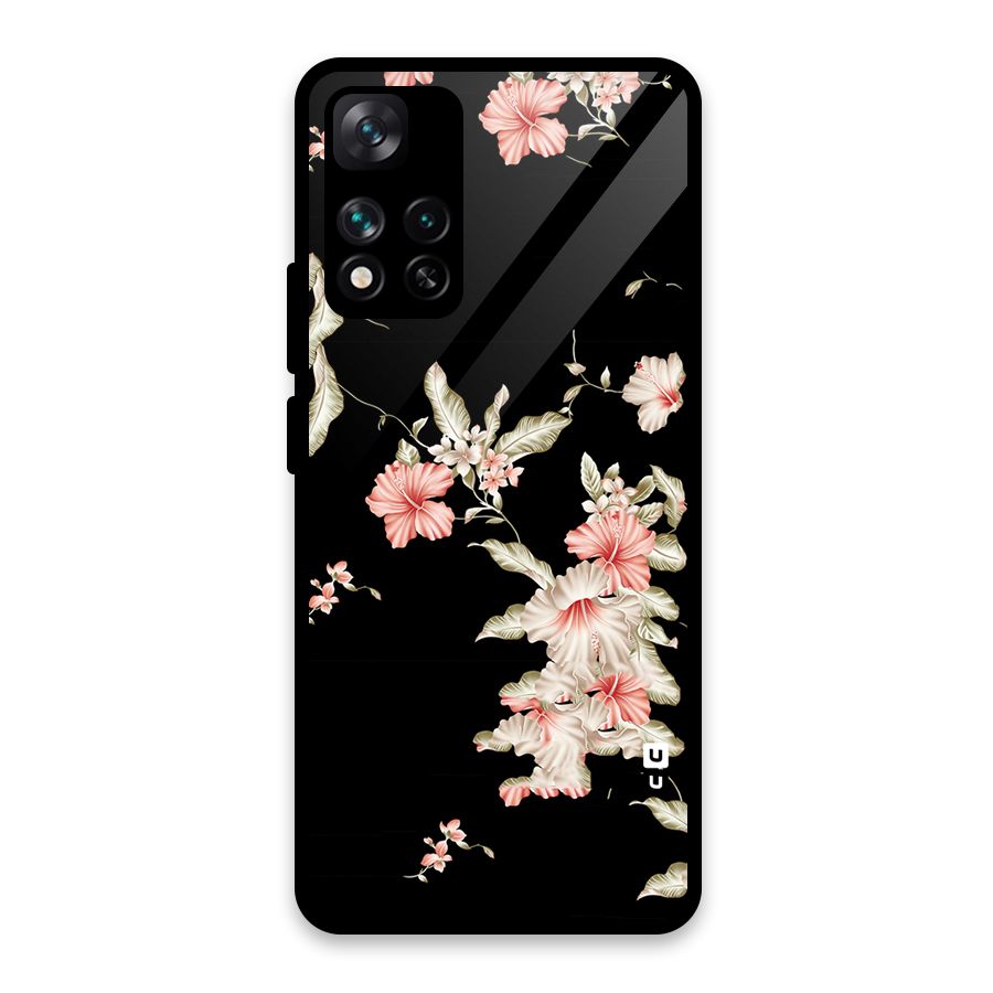 Black Floral Glass Back Case for Xiaomi 11i HyperCharge 5G