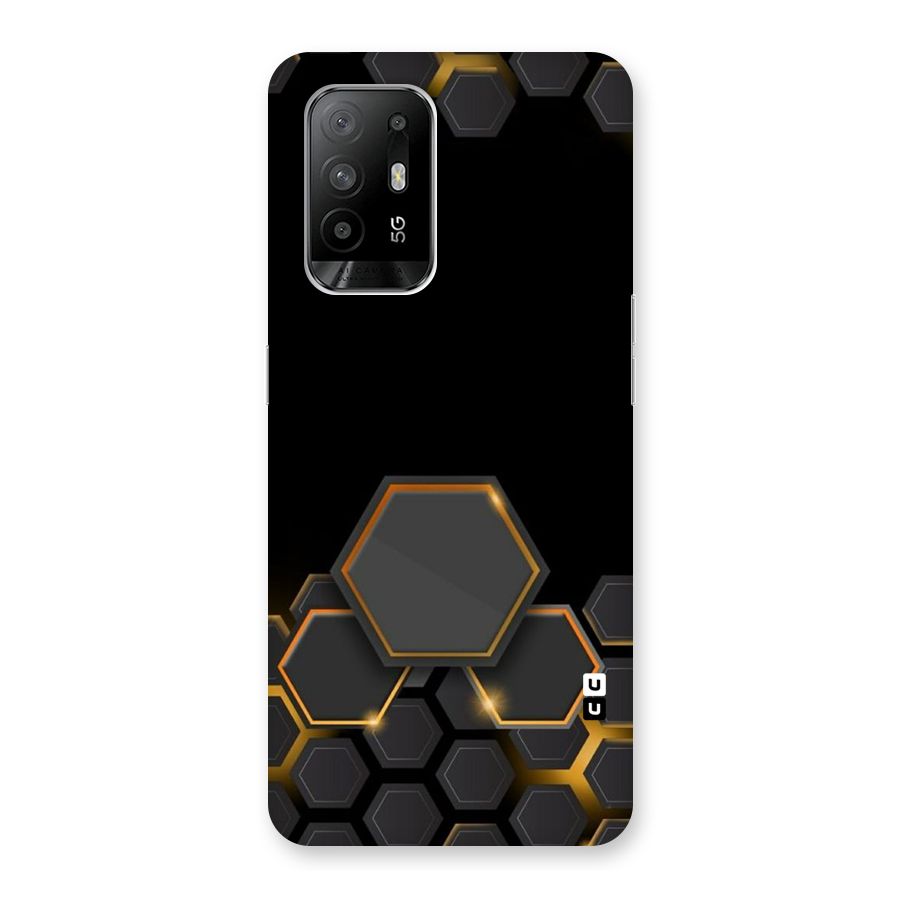 Black Gold Hexa Back Case for Oppo F19 Pro Plus 5G