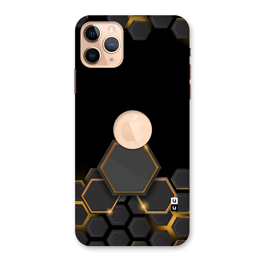 Black Gold Hexa Back Case for iPhone 11 Pro Max Logo Cut