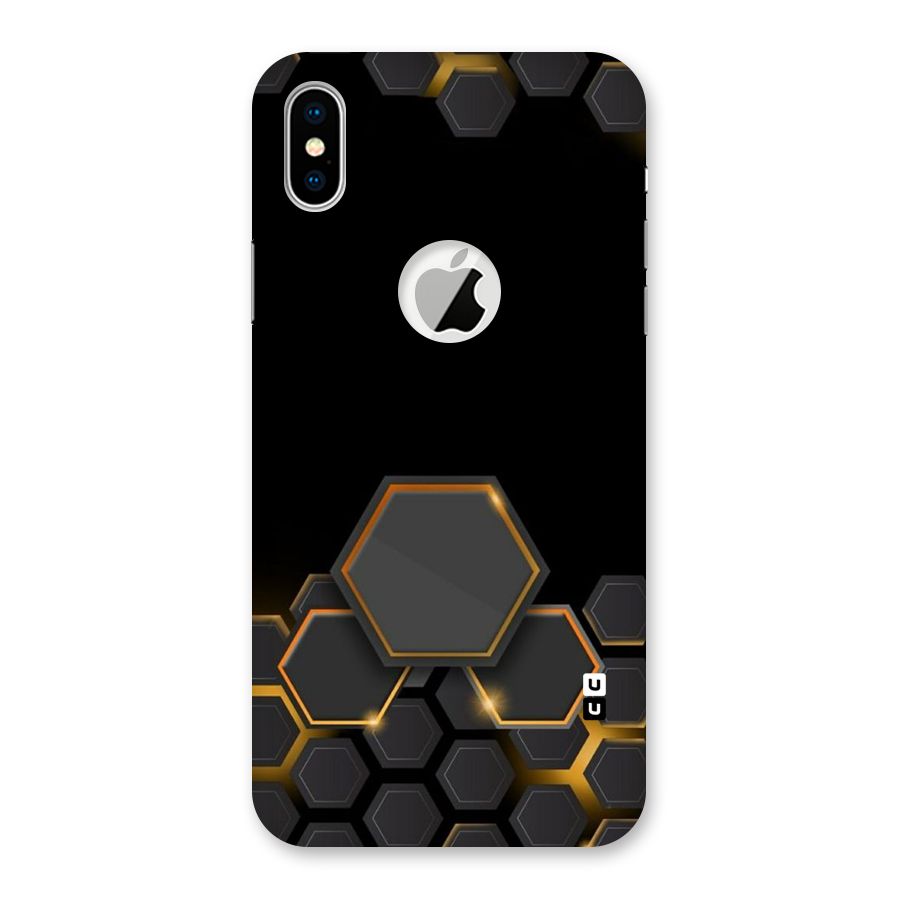 Black Gold Hexa Back Case for iPhone XS Logo Cut