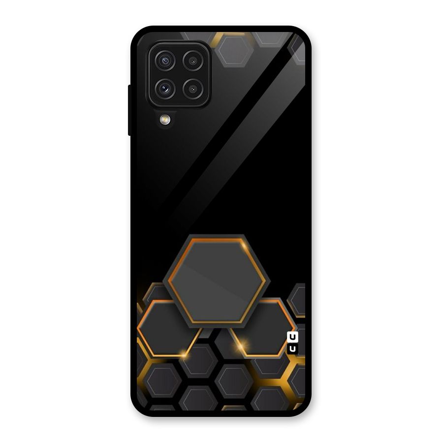 Black Gold Hexa Glass Back Case for Galaxy A22 4G