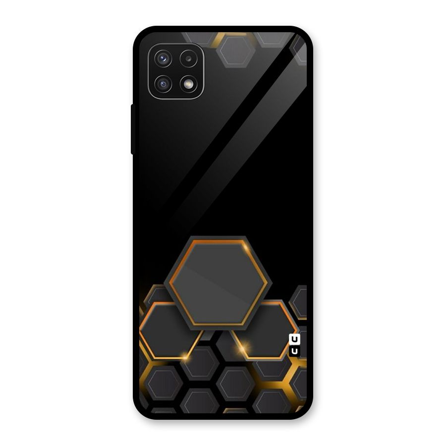 Black Gold Hexa Glass Back Case for Galaxy A22 5G