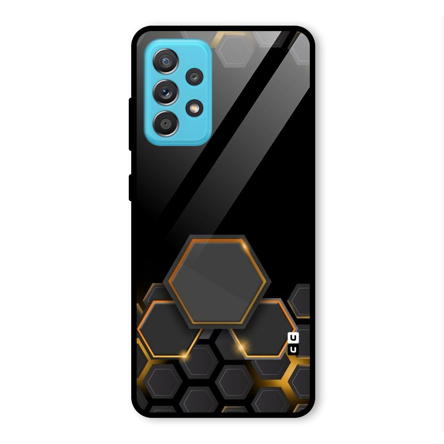 Black Gold Hexa Glass Back Case for Galaxy A52