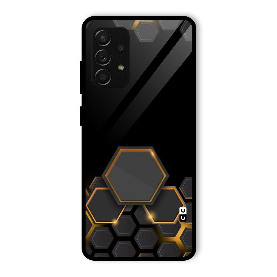 Black Gold Hexa Glass Back Case for Galaxy A53 5G