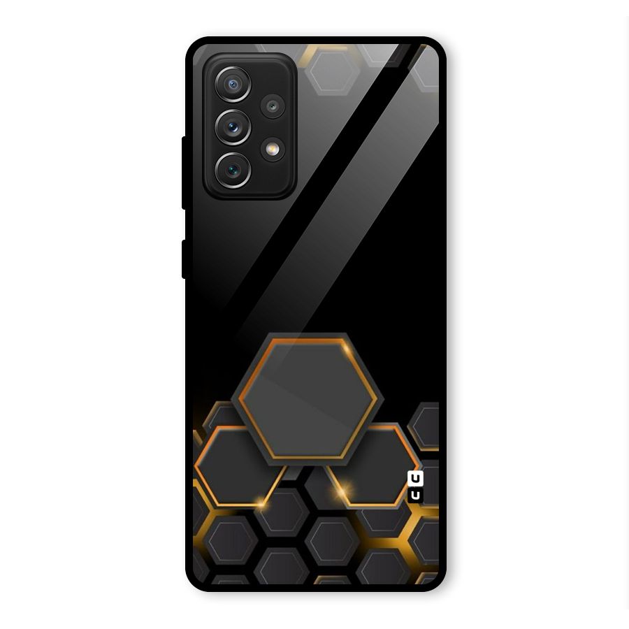 Black Gold Hexa Glass Back Case for Galaxy A72