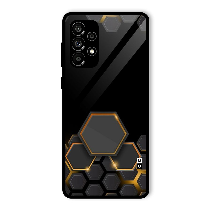 Black Gold Hexa Glass Back Case for Galaxy A73 5G