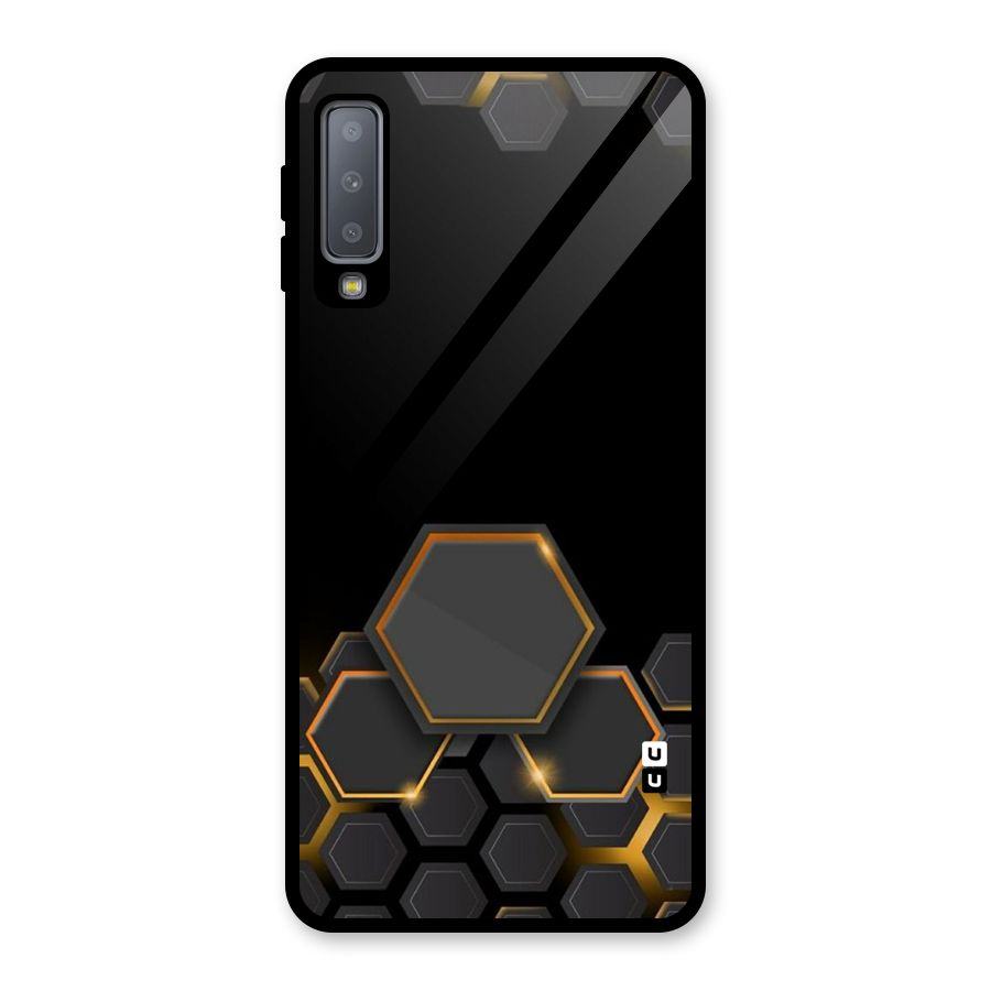Black Gold Hexa Glass Back Case for Galaxy A7 (2018)