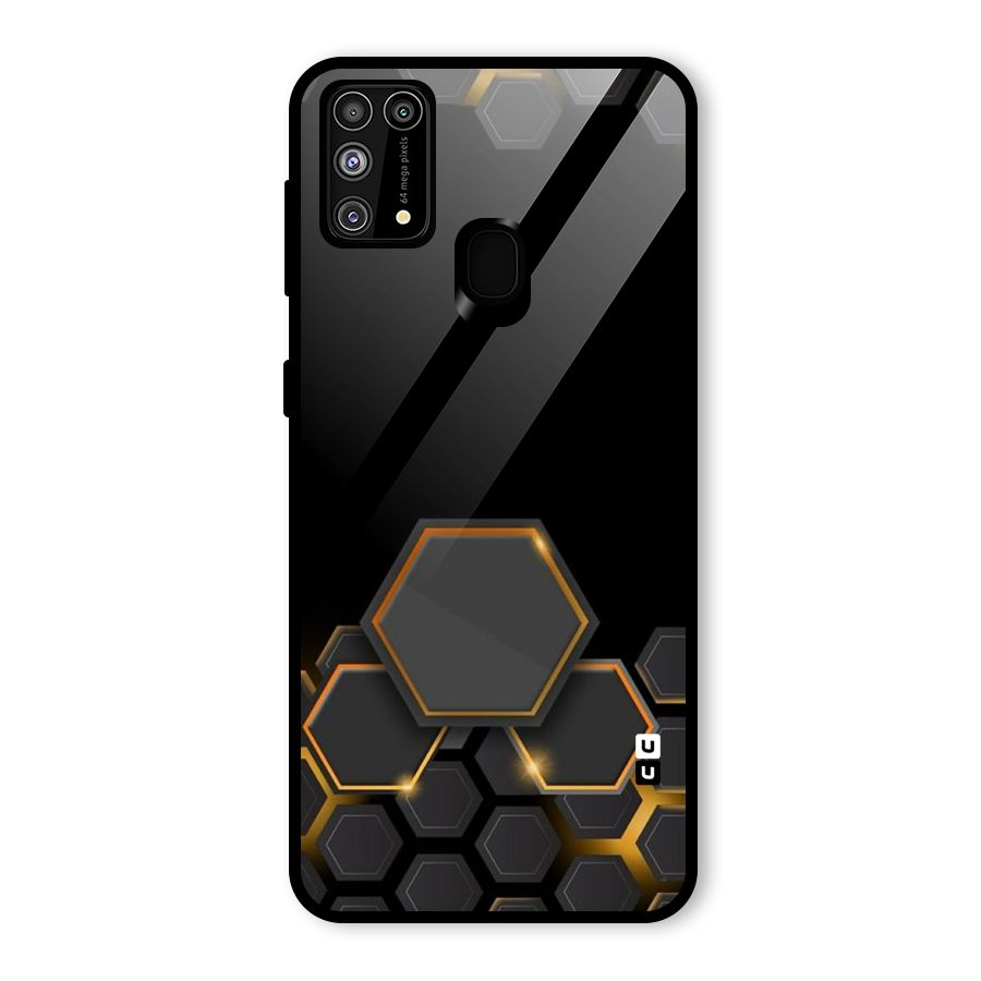 Black Gold Hexa Glass Back Case for Galaxy F41