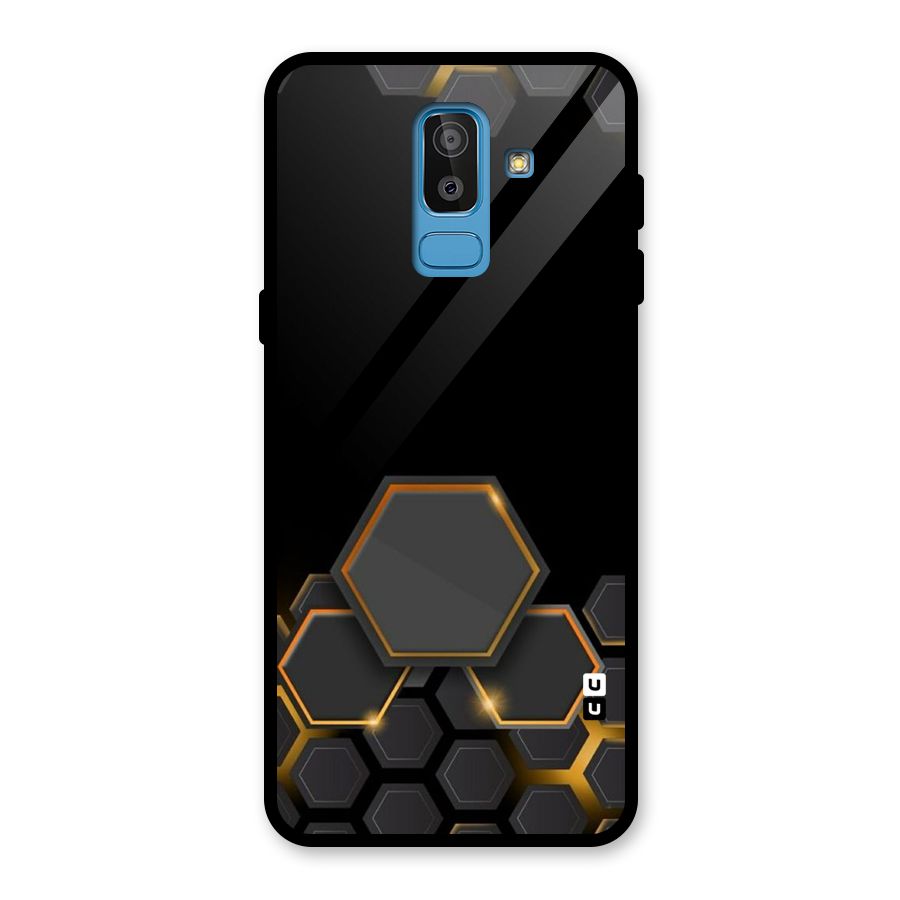 Black Gold Hexa Glass Back Case for Galaxy J8