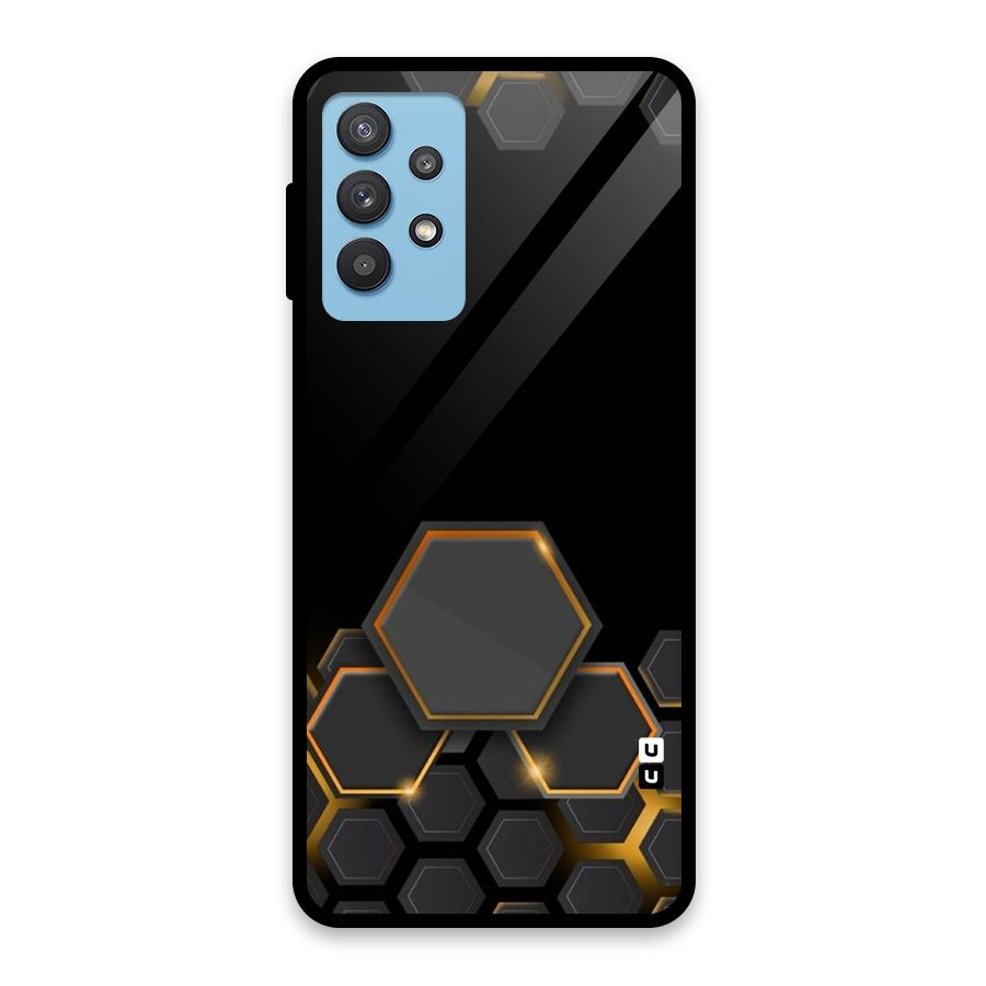 Black Gold Hexa Glass Back Case for Galaxy M32 5G