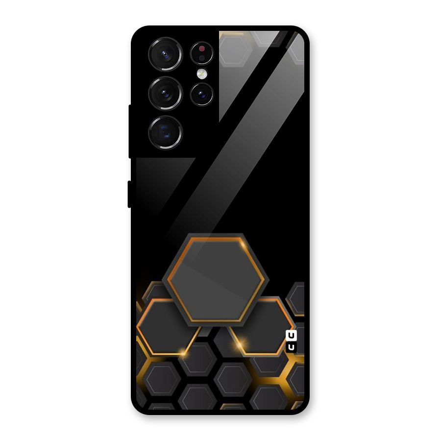 Black Gold Hexa Glass Back Case for Galaxy S21 Ultra 5G