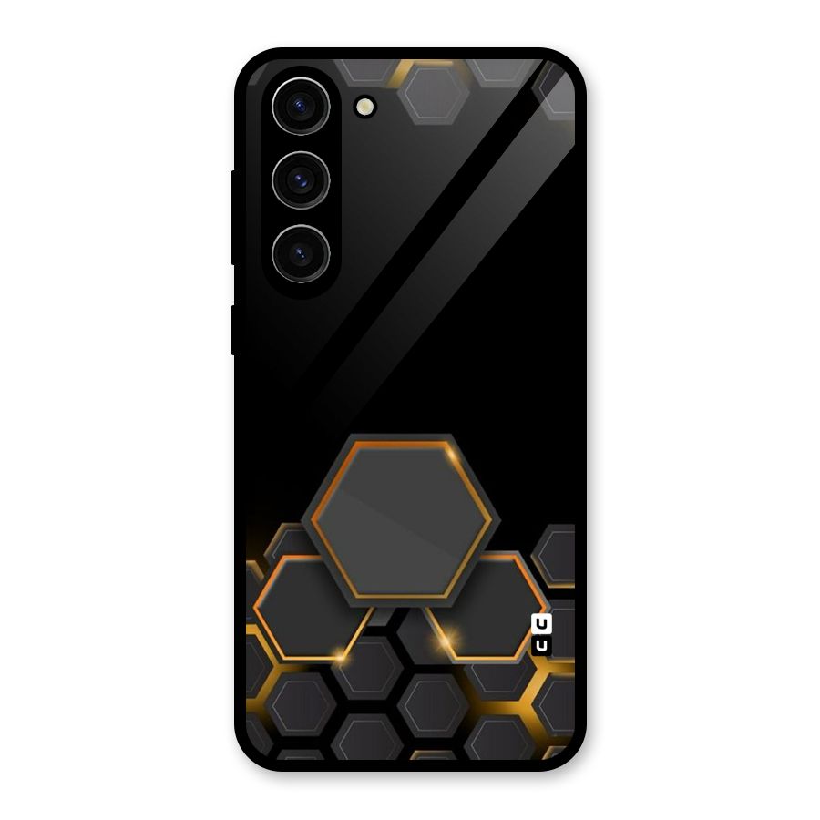 Black Gold Hexa Glass Back Case for Galaxy S23 Plus