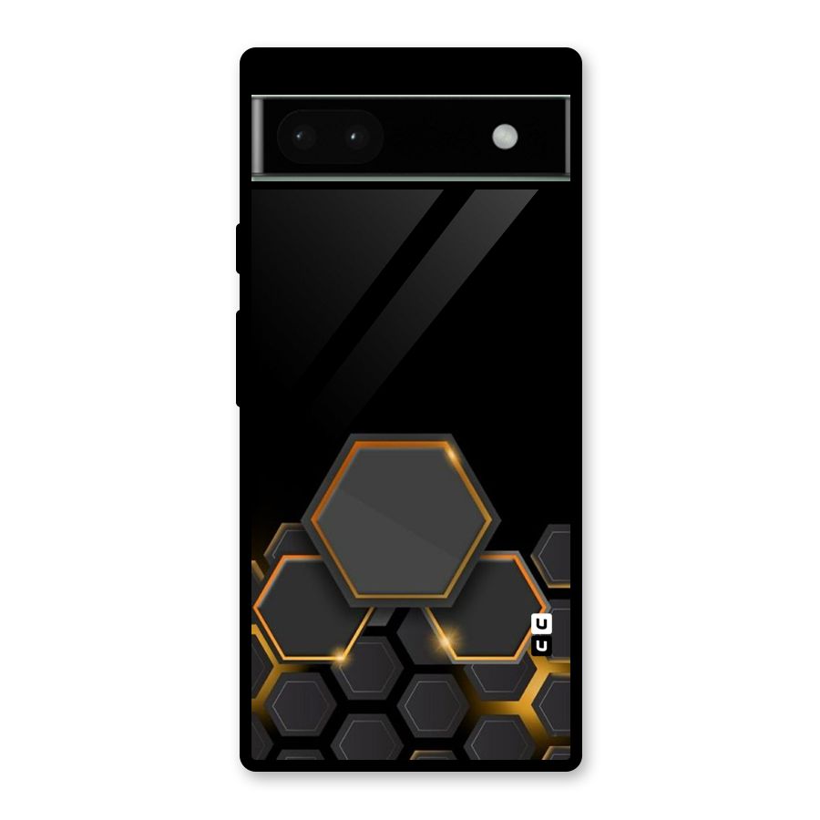 Black Gold Hexa Glass Back Case for Google Pixel 6a