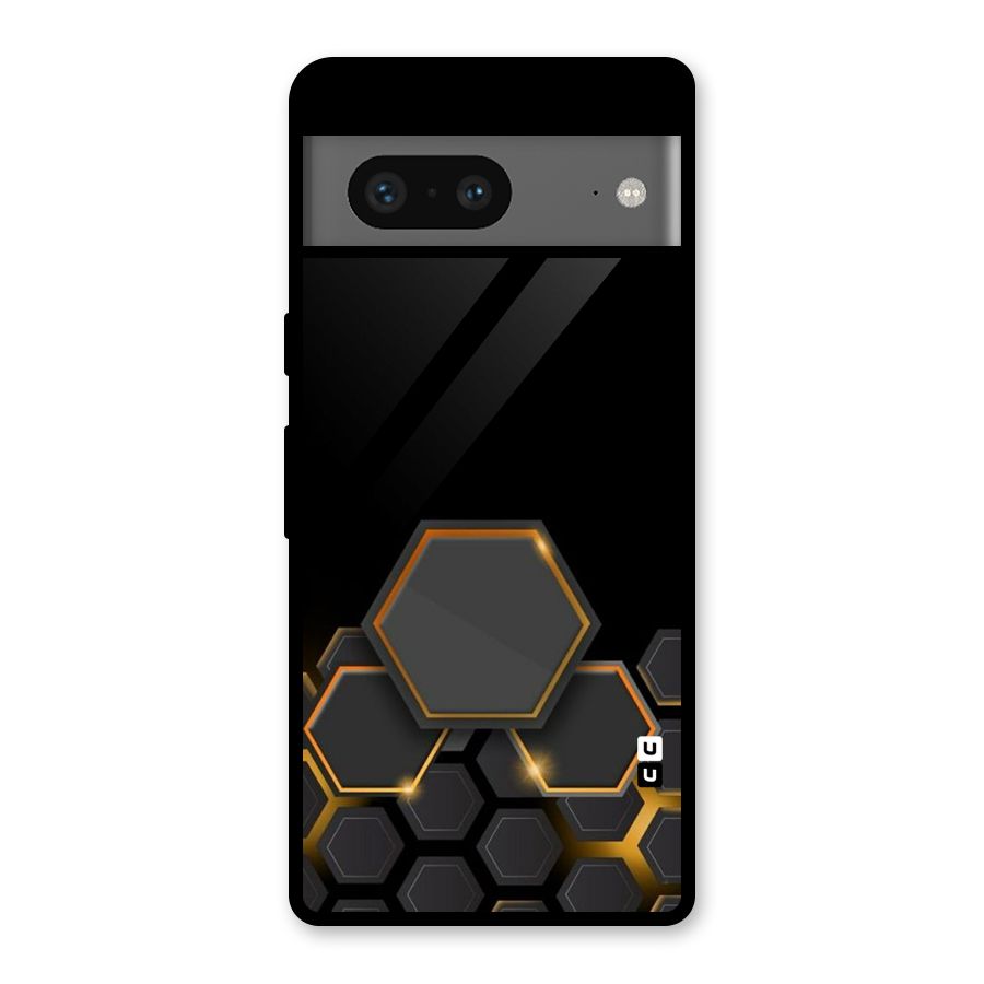 Black Gold Hexa Glass Back Case for Google Pixel 7
