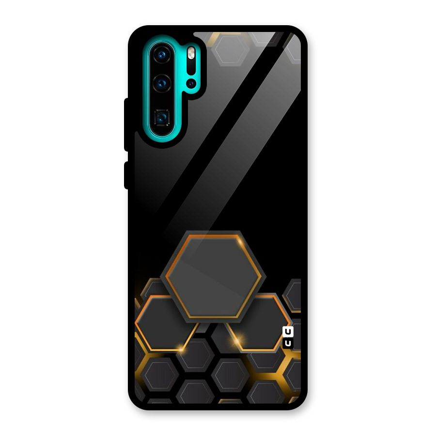 Black Gold Hexa Glass Back Case for Huawei P30 Pro