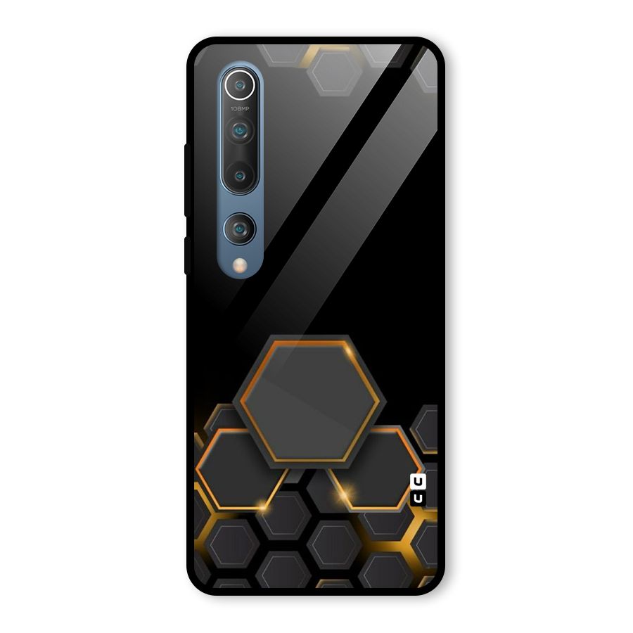 Black Gold Hexa Glass Back Case for Mi 10