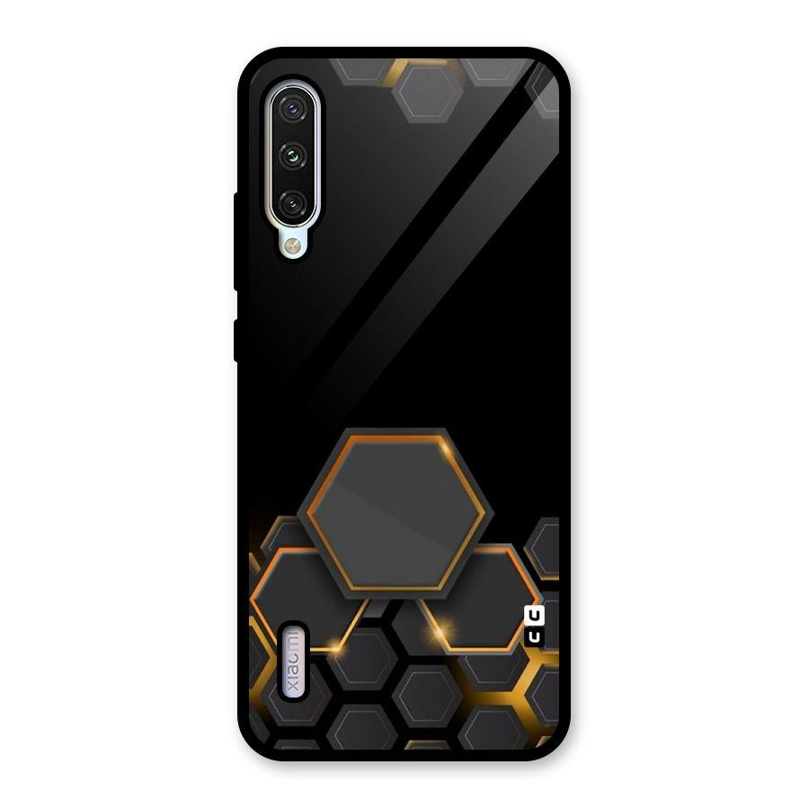 Black Gold Hexa Glass Back Case for Mi A3