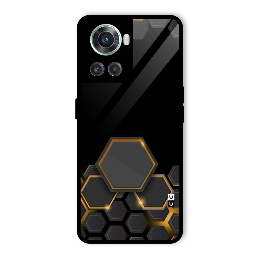 Black Gold Hexa Glass Back Case for OnePlus 10R