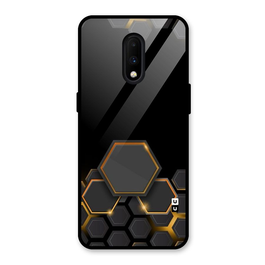 Black Gold Hexa Glass Back Case for OnePlus 7