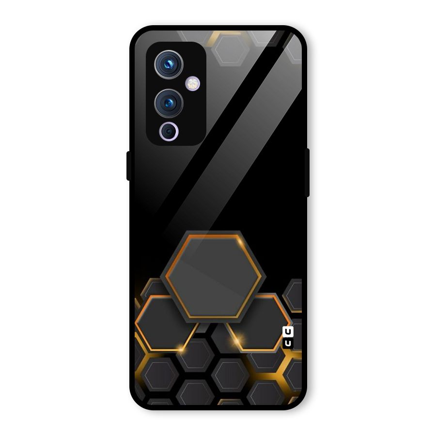 Black Gold Hexa Glass Back Case for OnePlus 9