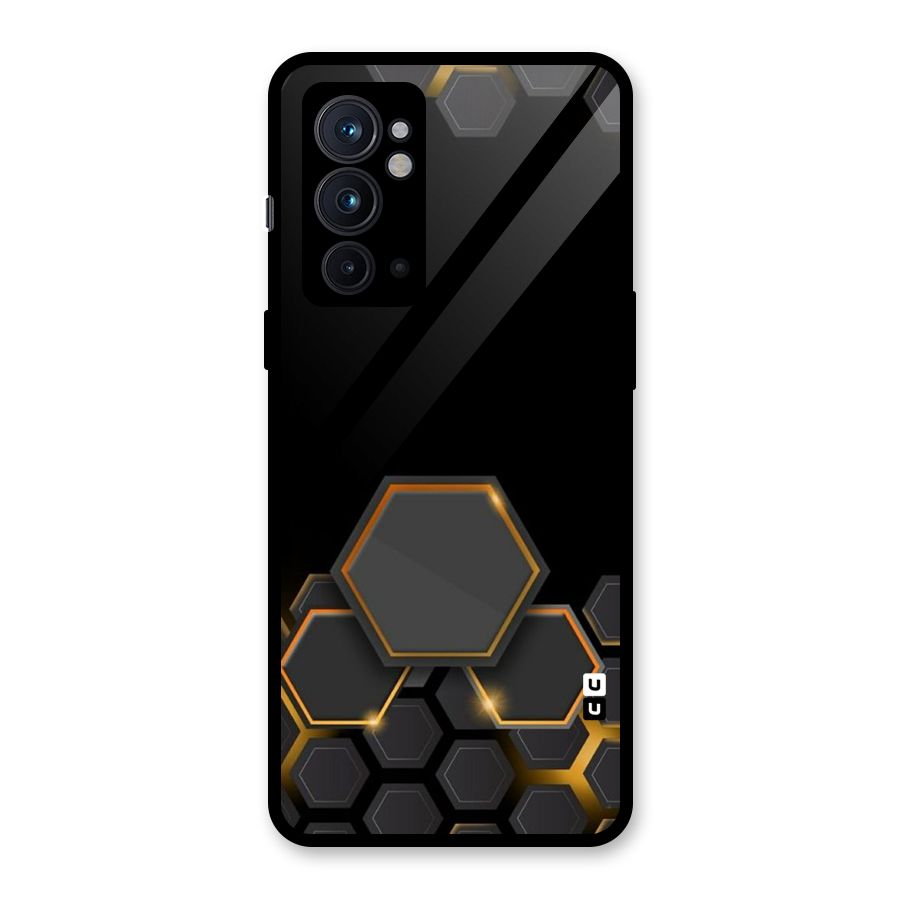 Black Gold Hexa Glass Back Case for OnePlus 9RT 5G