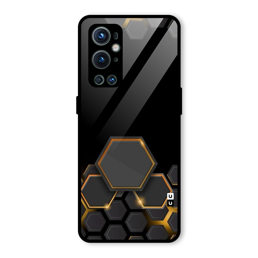 Black Gold Hexa Glass Back Case for OnePlus 9 Pro