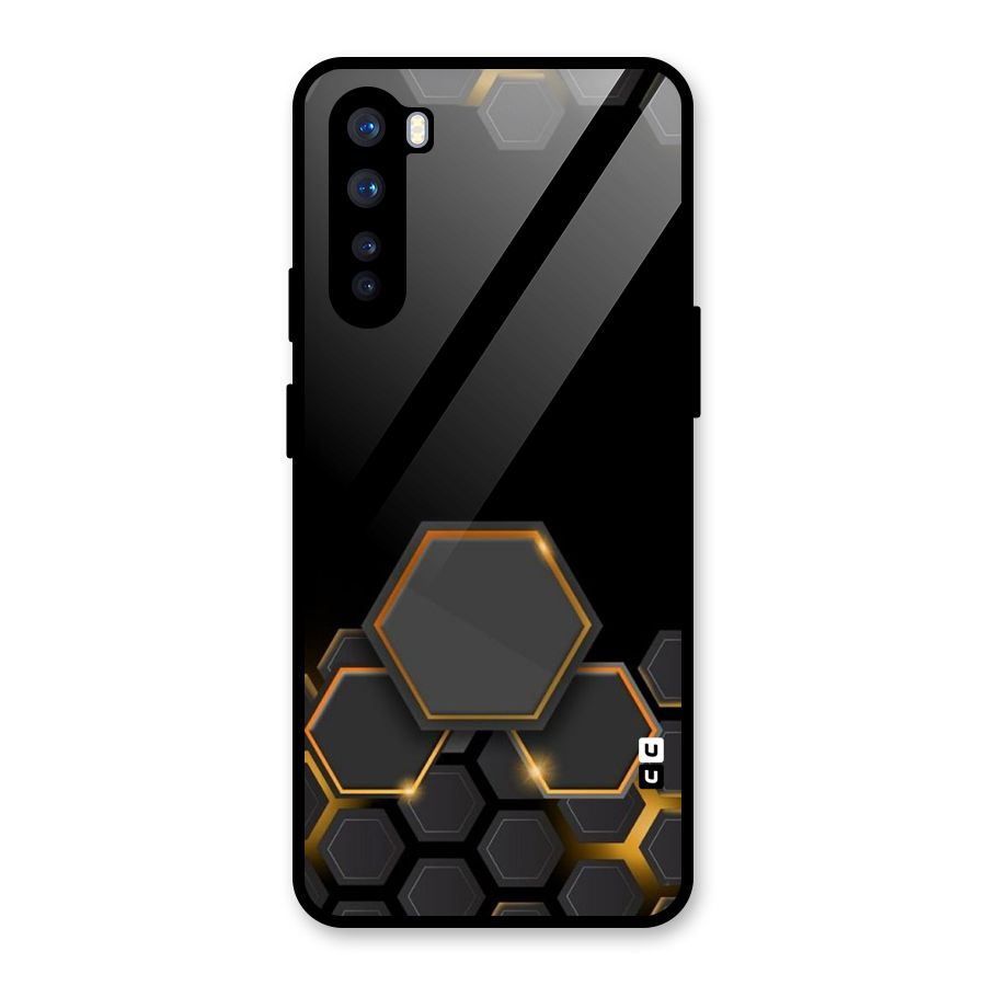 Black Gold Hexa Glass Back Case for OnePlus Nord