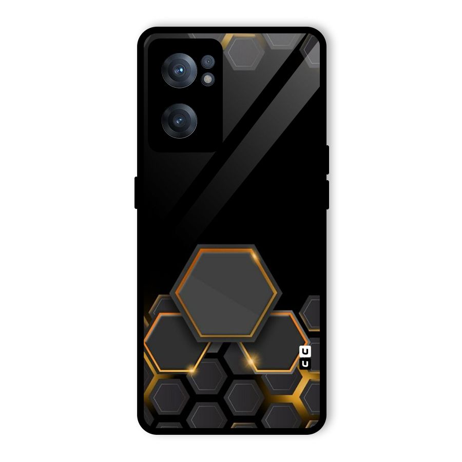 Black Gold Hexa Glass Back Case for OnePlus Nord CE 2 5G