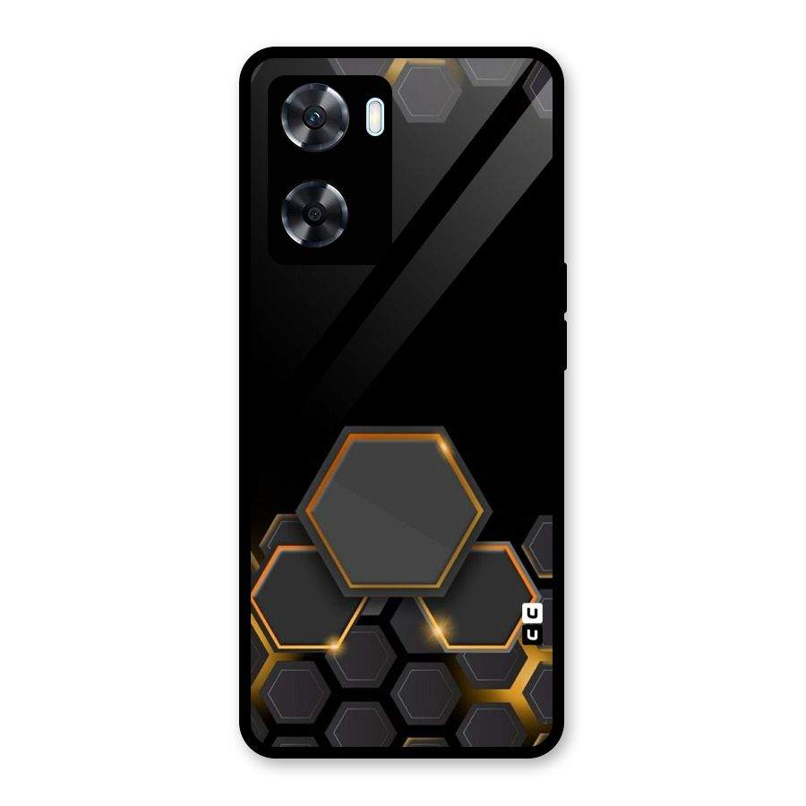 Black Gold Hexa Glass Back Case for Oppo A77