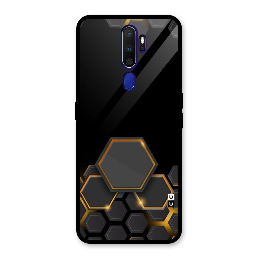 Black Gold Hexa Glass Back Case for Oppo A9 (2020)