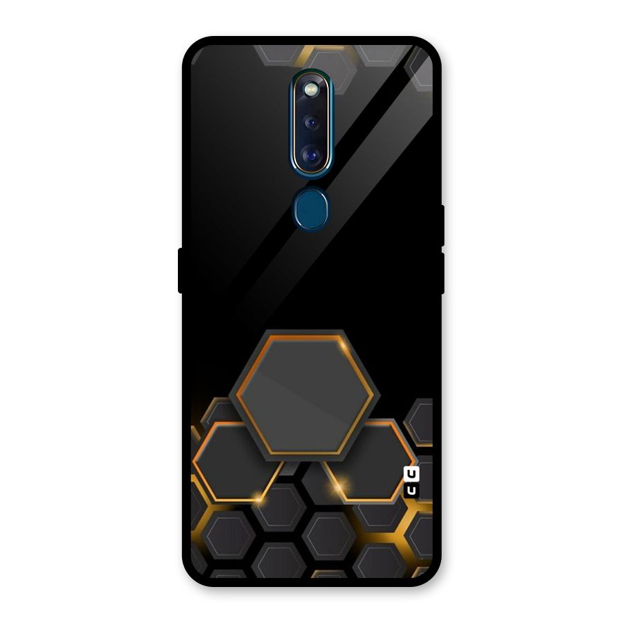 Black Gold Hexa Glass Back Case for Oppo F11 Pro
