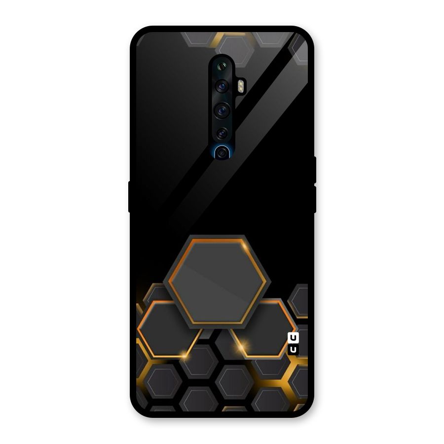 Black Gold Hexa Glass Back Case for Oppo Reno2 F