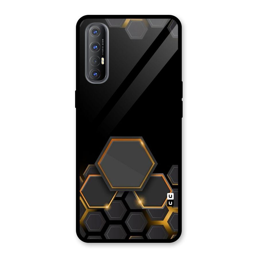 Black Gold Hexa Glass Back Case for Oppo Reno3 Pro
