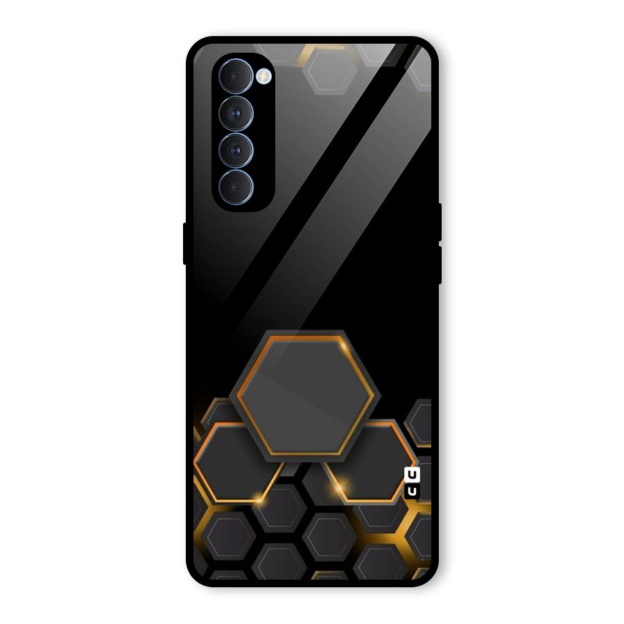 Black Gold Hexa Glass Back Case for Oppo Reno4 Pro