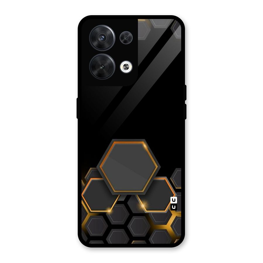 Black Gold Hexa Glass Back Case for Oppo Reno8 5G