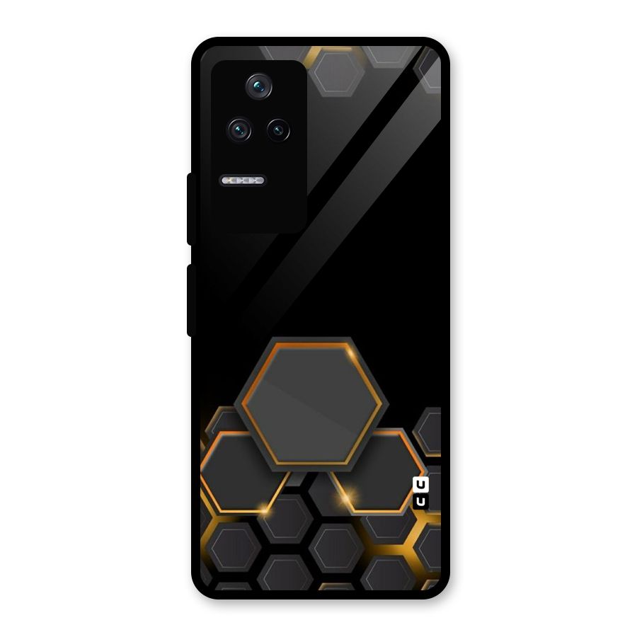 Black Gold Hexa Glass Back Case for Poco F4 5G