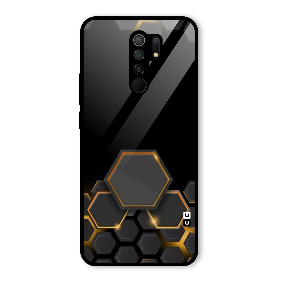 Black Gold Hexa Glass Back Case for Poco M2