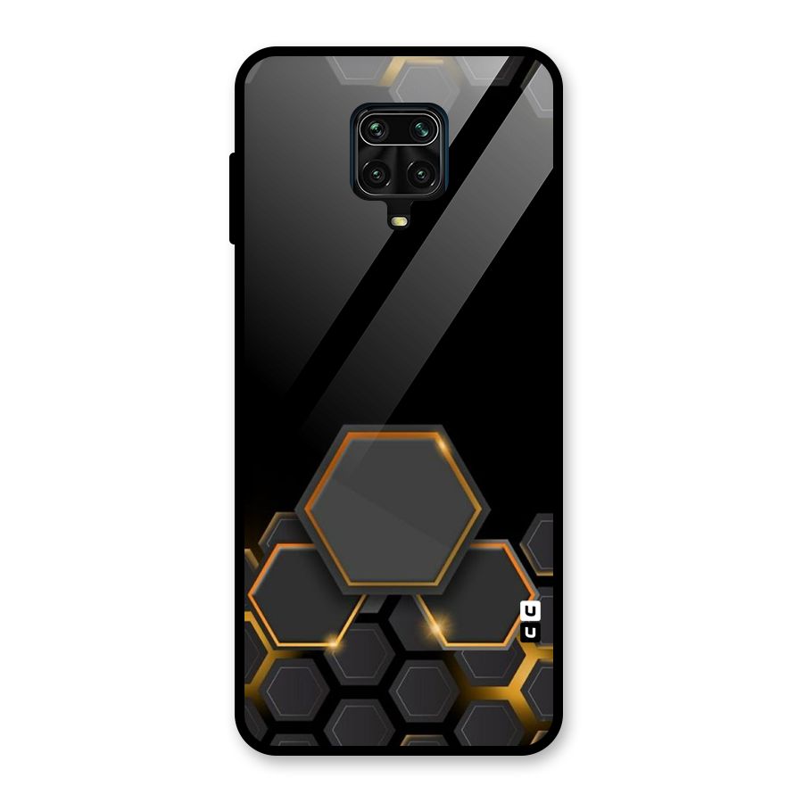 Black Gold Hexa Glass Back Case for Poco M2 Pro