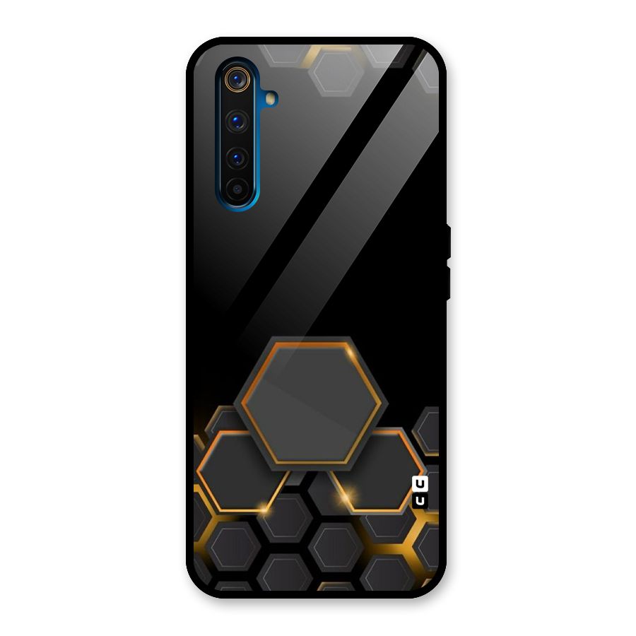 Black Gold Hexa Glass Back Case for Realme 6 Pro