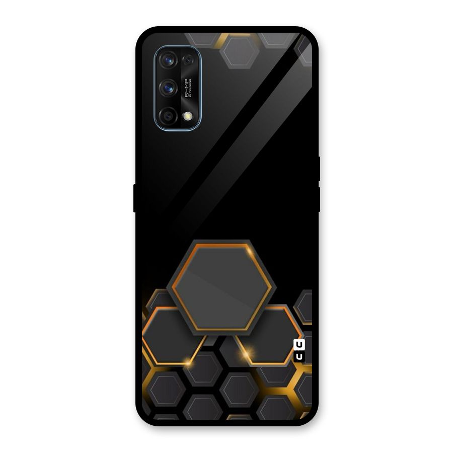 Black Gold Hexa Glass Back Case for Realme 7 Pro