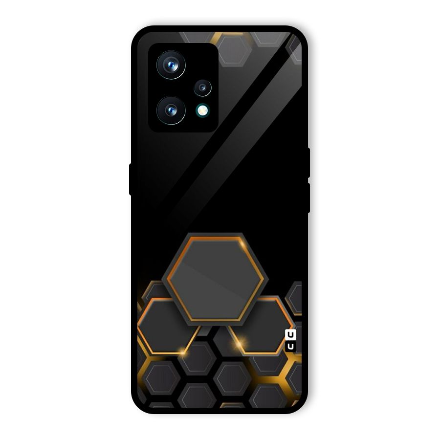 Black Gold Hexa Glass Back Case for Realme 9 Pro Plus 5G