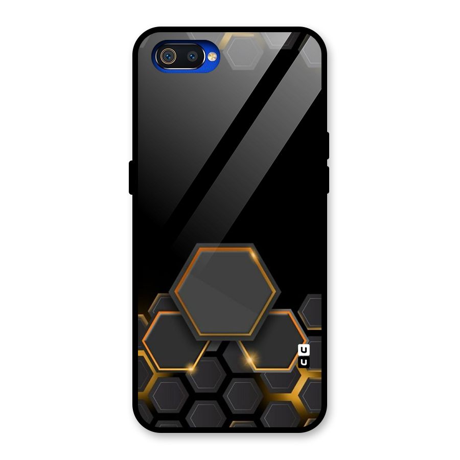 Black Gold Hexa Glass Back Case for Realme C2