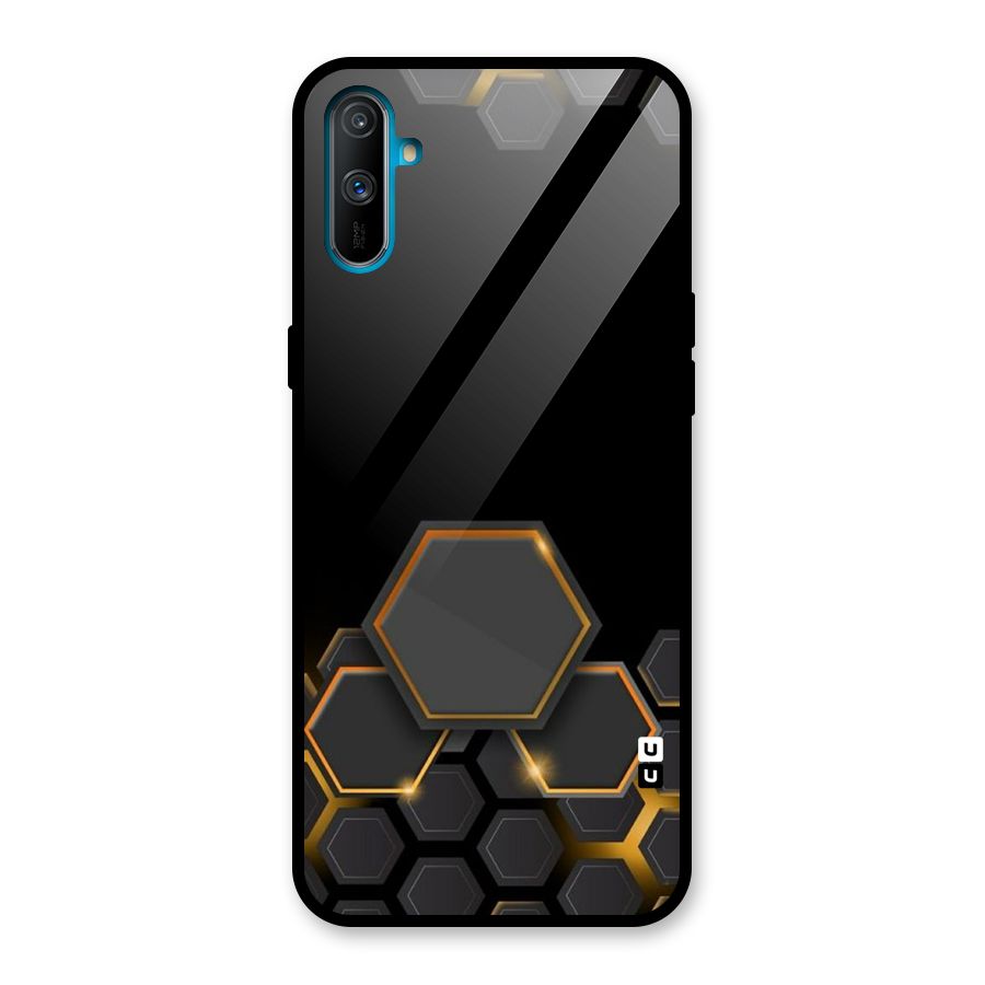 Black Gold Hexa Glass Back Case for Realme C3
