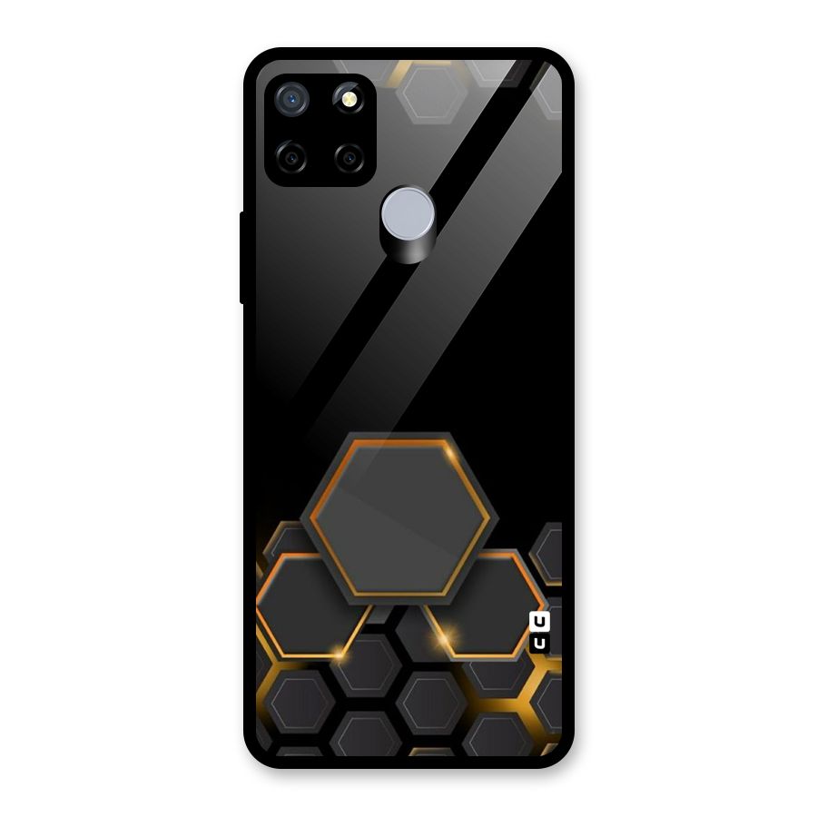 Black Gold Hexa Glass Back Case for Realme Narzo 20