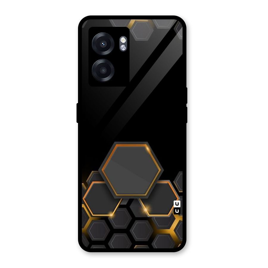 Black Gold Hexa Glass Back Case for Realme Narzo 50 5G