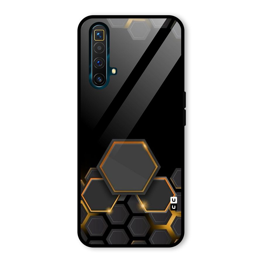 Black Gold Hexa Glass Back Case for Realme X3