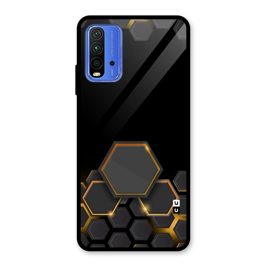 Black Gold Hexa Glass Back Case for Redmi 9 Power
