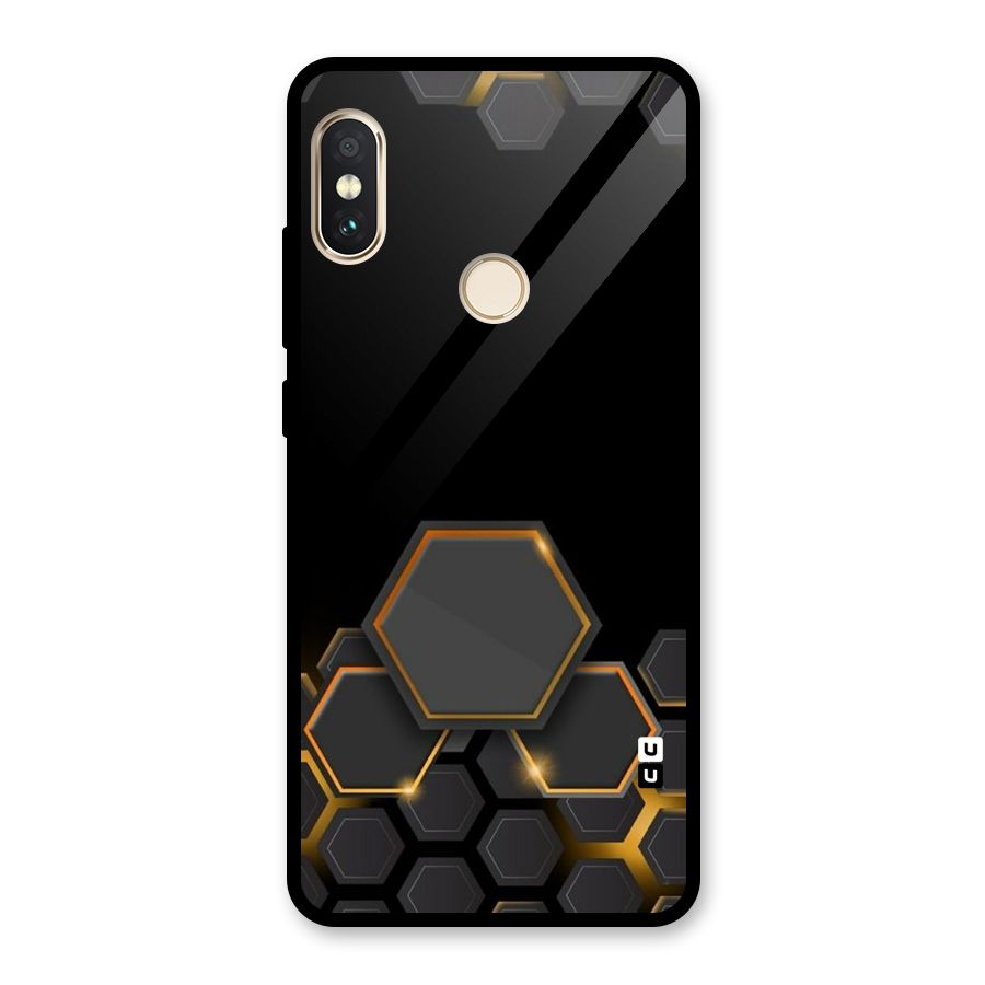 Black Gold Hexa Glass Back Case for Redmi Note 5 Pro