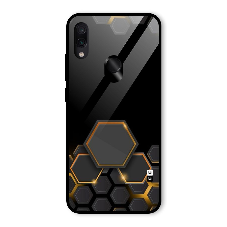 Black Gold Hexa Glass Back Case for Redmi Note 7S